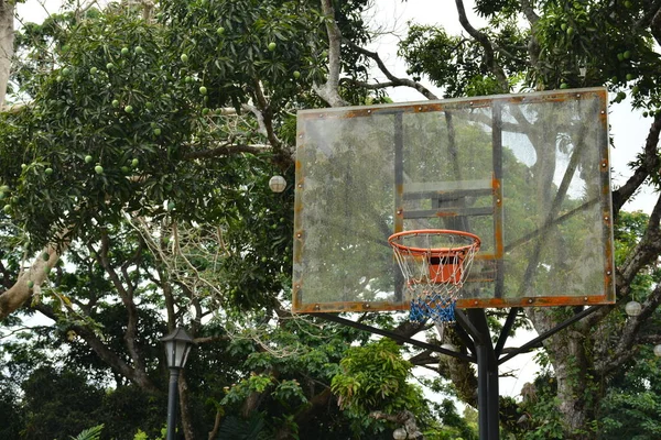 Panneau Basket Fibre Verre Installé Extérieur Parc Aux Philippines — Photo