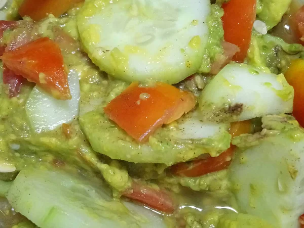 Pepino Com Mistura Salada Legumes Tomate Vinagre Servir Casa — Fotografia de Stock