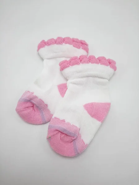 Антибактеріальні Дитячі Шкарпетки Рожевий Принт Носіння Ногах — стокове фото