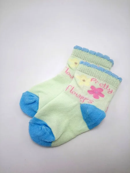 Antibacterial Baby Socks Flower Design Print Use Wear Feet — Stock Photo, Image