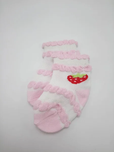 Antibacteriële Baby Sokken Aardbei Ontwerp Print Dragen Voeten — Stockfoto