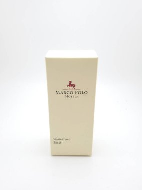 MANILA, PH - OCT 11 - Marco Polo Otel hijyen çantası 11 Ekim 2020, Manila, Filipinler.