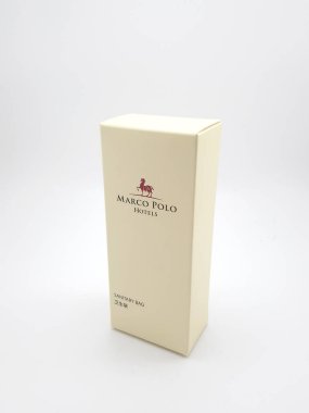 MANILA, PH - OCT 11 - Marco Polo Otel hijyen çantası 11 Ekim 2020, Manila, Filipinler.