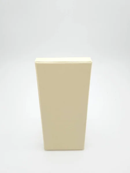 Pequena Caixa Bege Branco Embalagem Uso Para Colocar Itens Pequenos — Fotografia de Stock
