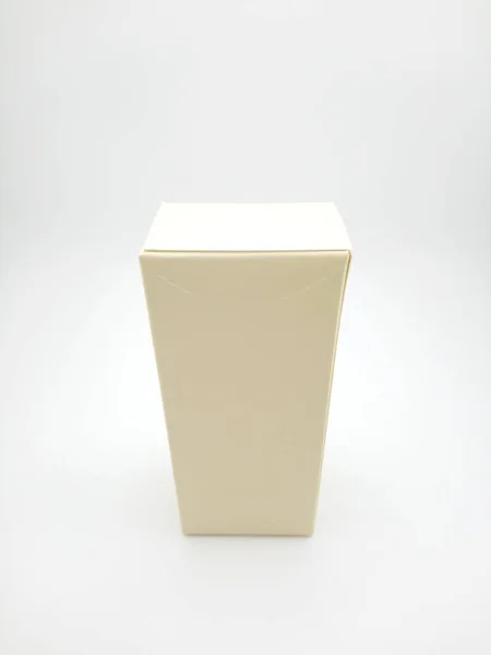 Pequena Caixa Bege Branco Embalagem Uso Para Colocar Itens Pequenos — Fotografia de Stock