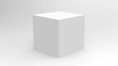 Ürün paketi tasarımı mockup ve şablon için beyaz arka plan üzerinde 3d küp beyaz kutu render 