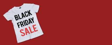 Kara Cuma alışveriş afişi. Özel günün maketi. Kırmızı ve siyah renk.