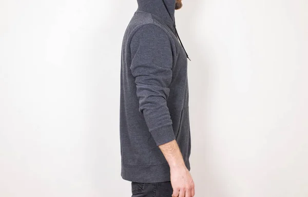 Blank Sweatshirt Mockup Male Model Isolated Background Cotton Fabric Hoodie — 스톡 사진
