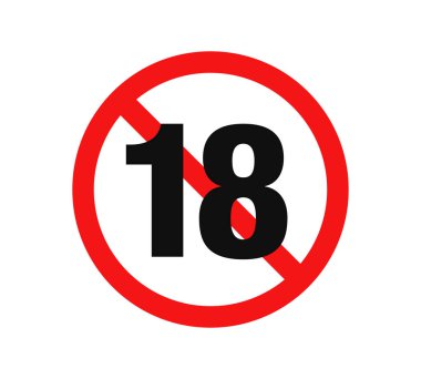 18 yıl altında Sign Mark Vektör İllüstrasyon