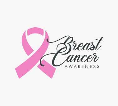 Pembe Kurdele Meme Kanseri Farkındalık Vektör İllüstrasyon