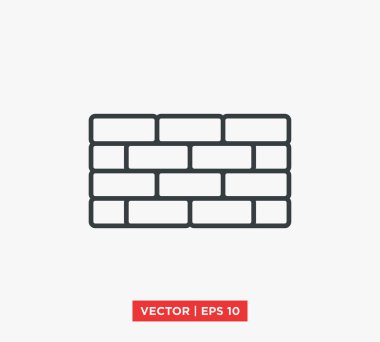 tuğla duvar simgesi vektör illüstrasyonu