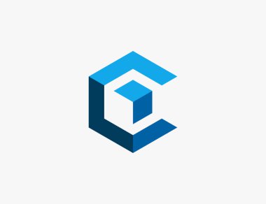 Soyut C Küp Altıgen Logo Tasarım Vektör İllüstrasyon