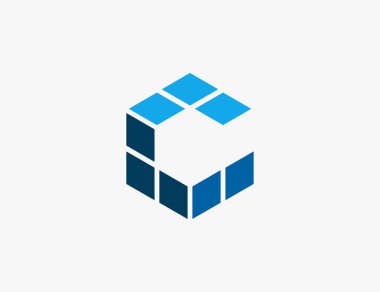 Soyut C Küp Altıgen Logo Tasarım Vektör İllüstrasyon