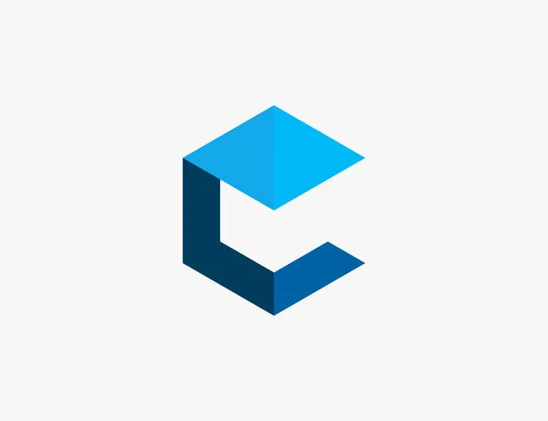 Soyut C Küp Altıgen Logo Tasarım Vektör İllüstrasyon — Stok Vektör