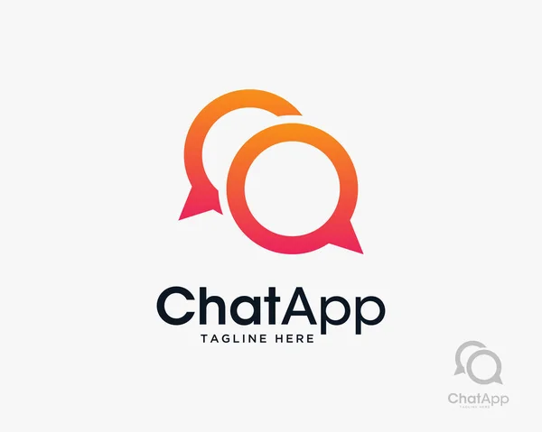 Chat App Speech Bubble Logo Design Vector Ilustração — Vetor de Stock