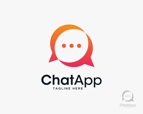 Chat App Speech Bubble Logo Design Vector Ilustração — Vetor de Stock