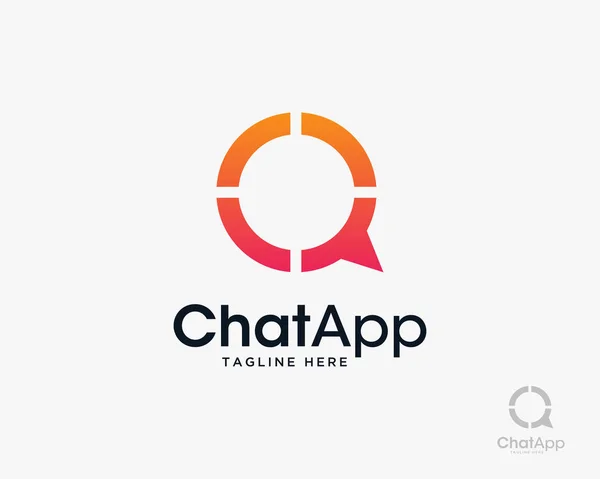 Chat App Speech Bubble Logo Design Vector Ilustração — Vetor de Stock