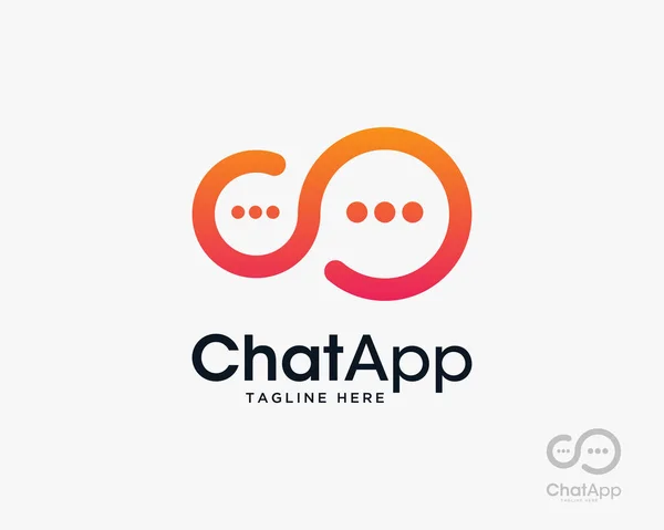 Chat App Speech Bubble Logo Design Vector Ilustração — Vetor de Stock