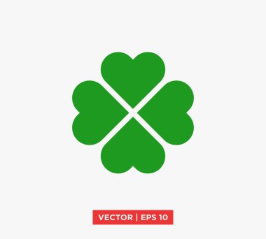 Dört Yaprak Yonca St Patricks Günü Simge Vektör İllüstrasyon