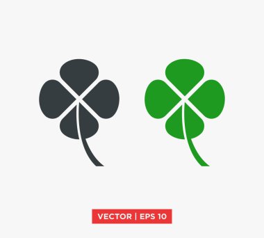 Dört Yaprak Yonca St Patricks Günü Simge Vektör İllüstrasyon