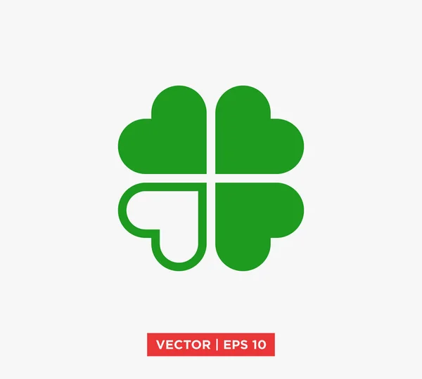 Trébol de cuatro hojas Día de San Patricio Icono Vector Ilustración — Vector de stock