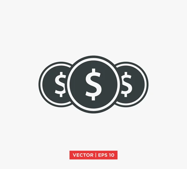 Moedas, Ilustração do vetor do ícone do dinheiro — Vetor de Stock