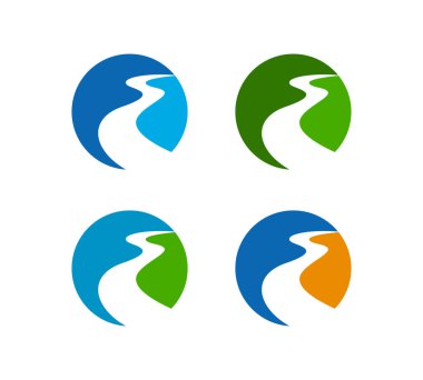 River Creek Logo Tasarım Vektör İllüstrasyon