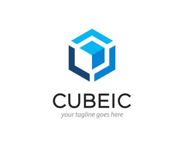 Soyut Küp Altıgen Logo Tasarım Vektör İllüstrasyon