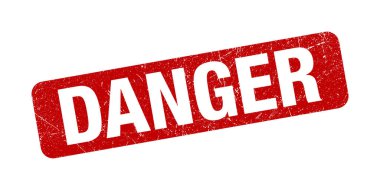 Tehlike Damgası Kırmızı Grunge Doku Vektörü İllüstrasyonu