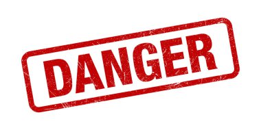 Tehlike Damgası Kırmızı Grunge Doku Vektörü İllüstrasyonu