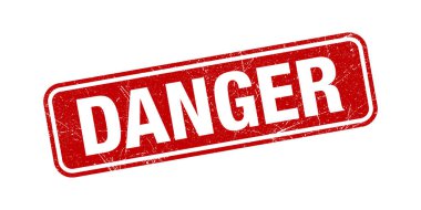 Tehlike Damgası Kırmızı Grunge Doku Vektörü İllüstrasyonu