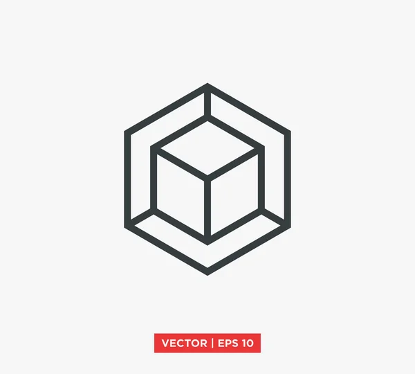 Ilustração do vetor do logotipo do ícone do cubo isométrico — Vetor de Stock