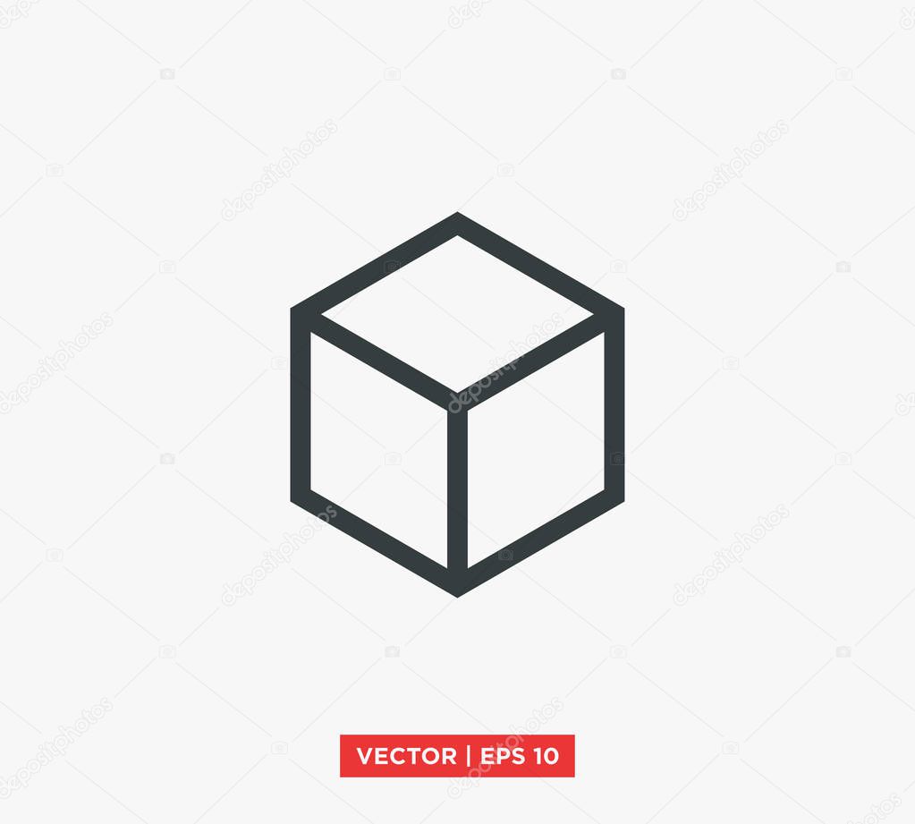 Isometric Cube Icon Logo Vector Illustration