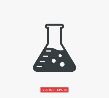 Flask Erlenmeyer Lab Icon Vektör Çizimi