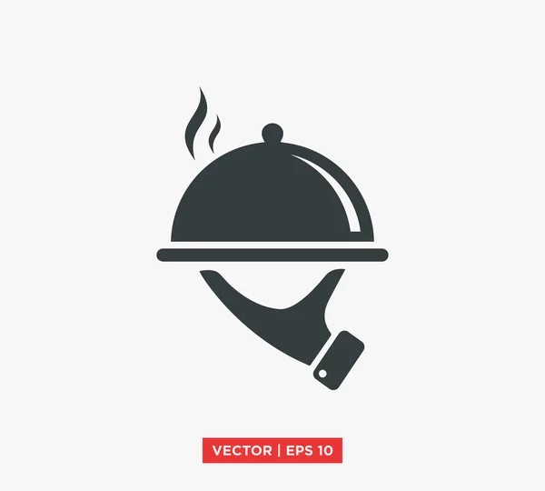 Eldeki Yemek Tepsisi / Garsonlar Icon Vektör Çizimi Servisi