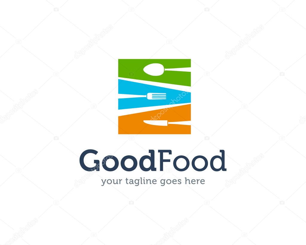 Good Food Spoon Fork Knife Logo Icon Vector