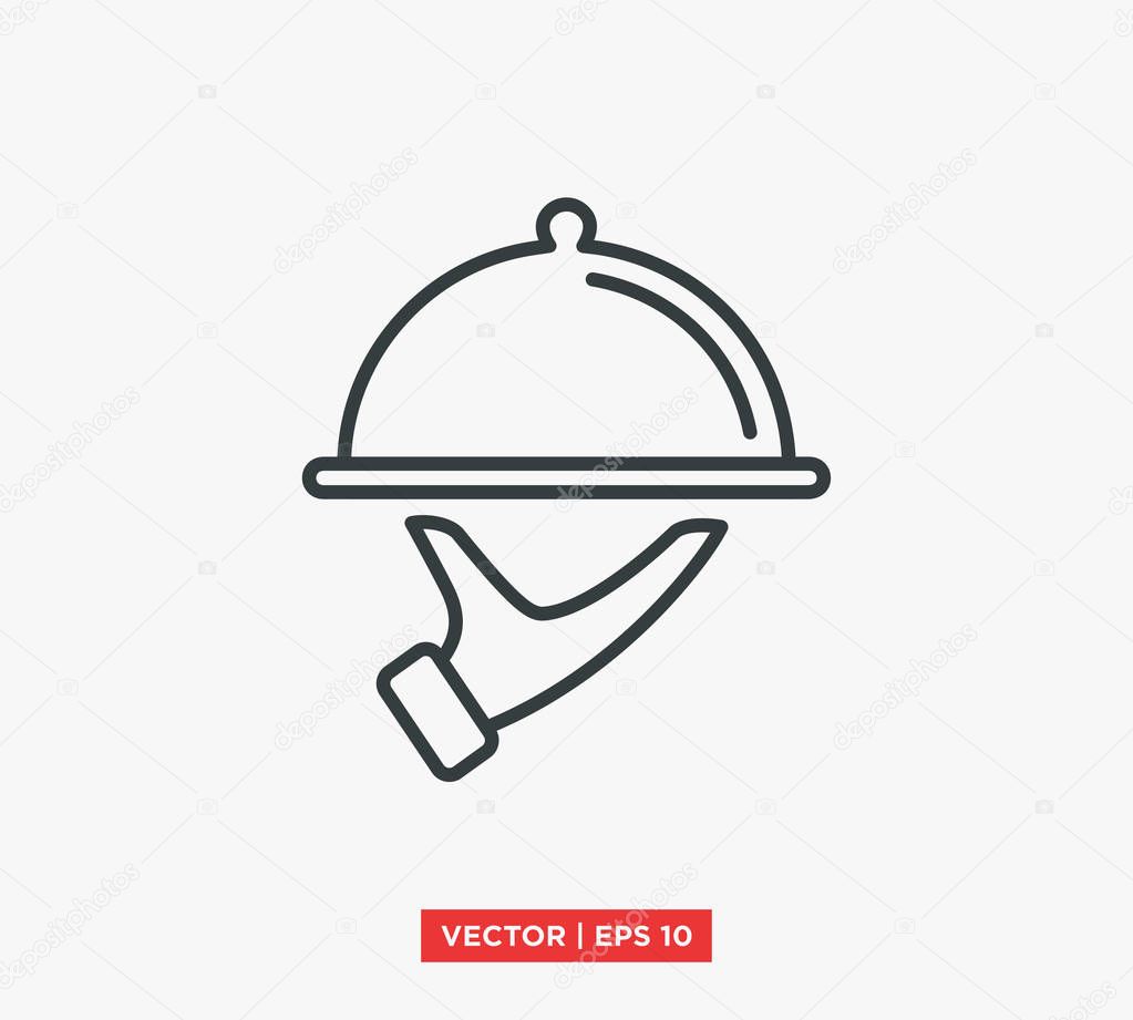 Food Tray on the Hand / Waiters Serving Icon Vector Illustration