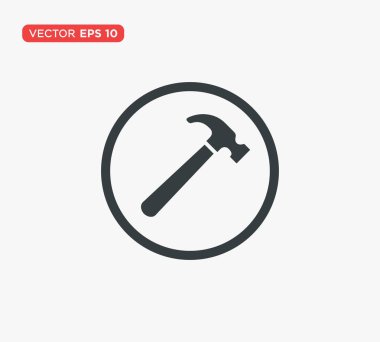 Hammer Icon Düz Vektör Çizimi