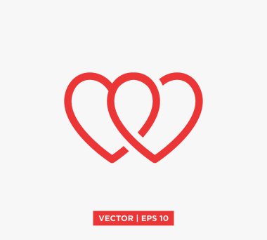Kalp Logo Simge Vektör Çizimi