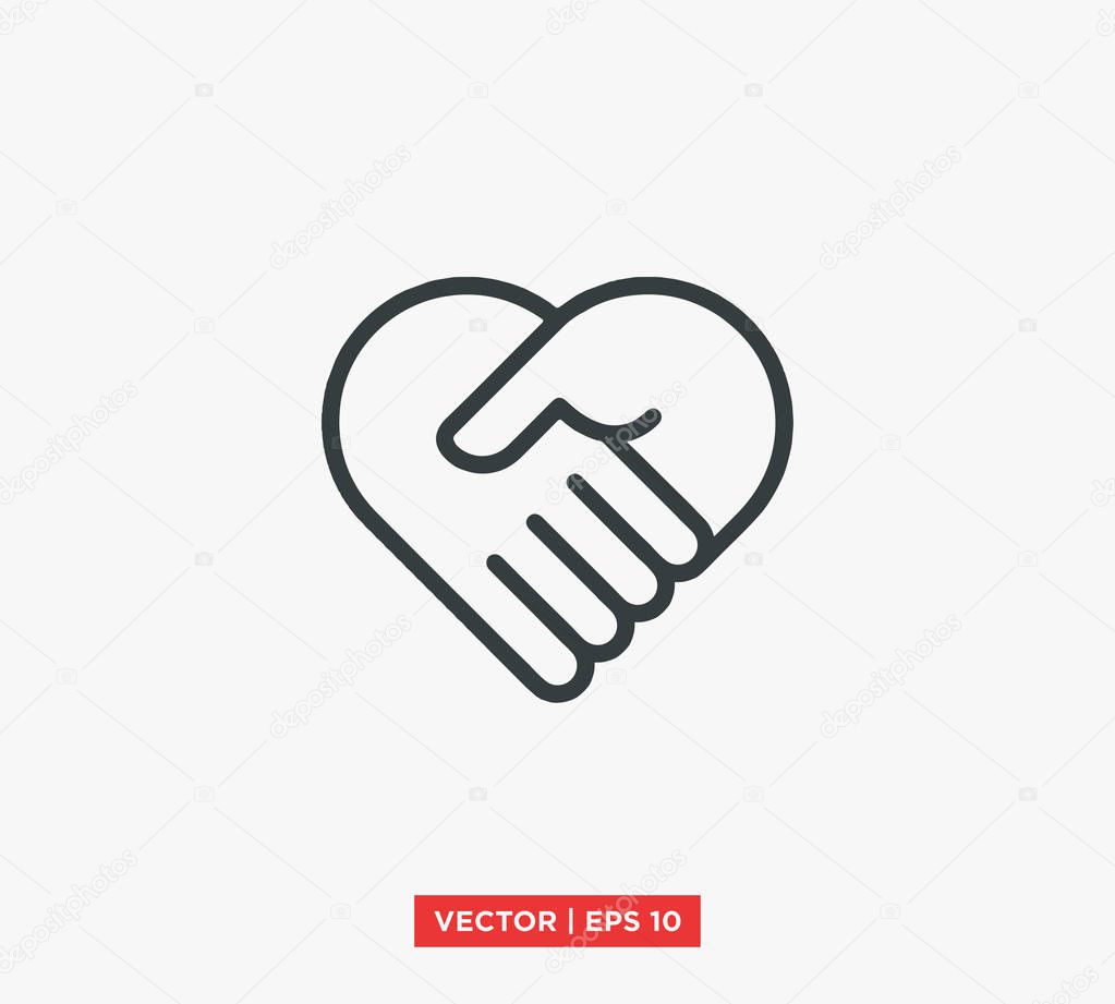 Handshake Heart Icon Vector Illustration