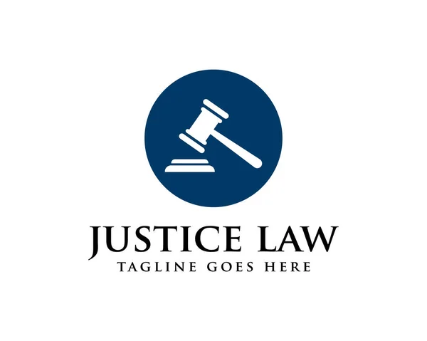 Vecteur de modèle de logo Gavel de droit de la justice — Image vectorielle