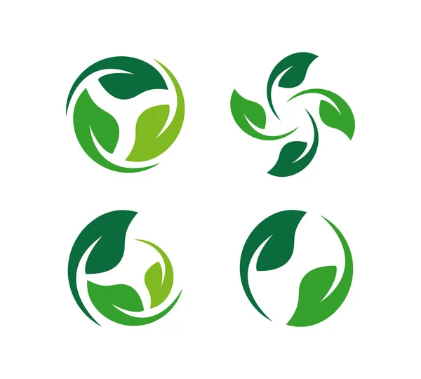 Zestaw zielony liść logo ikona wektor — Wektor stockowy