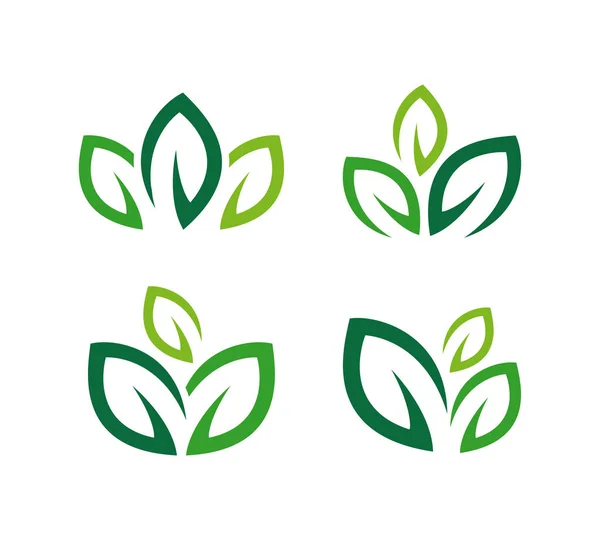 Zestaw zielony liść logo ikona wektor — Wektor stockowy