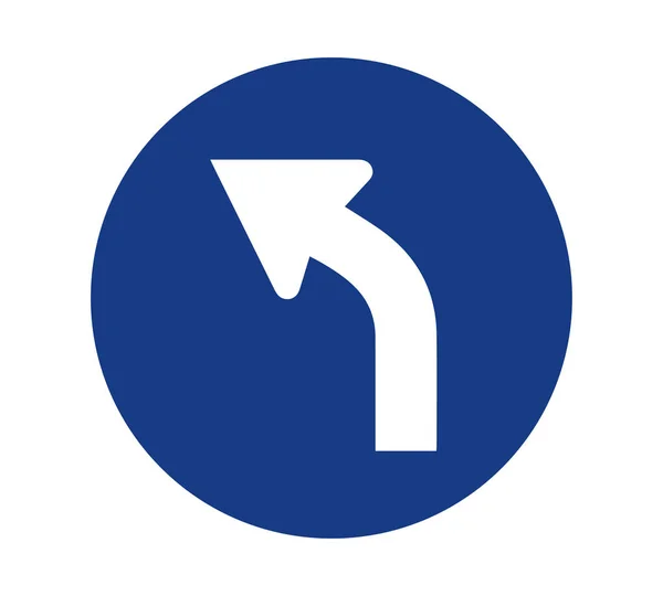 左カーブ前方トラフィック標識ベクトル図 — ストックベクタ