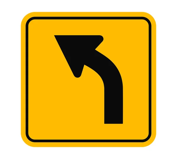 Левая кривая впереди Векторная иллюстрация дорожного знака — стоковый вектор