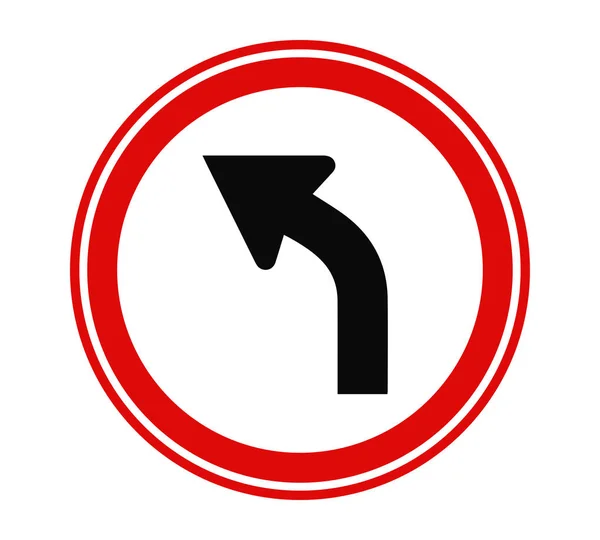 Left Curve Ahead Traffic Sign Vector Illustration — Stock Vector