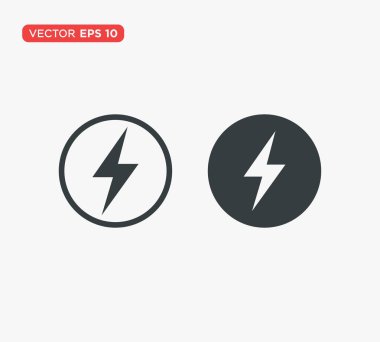 Şimşek Elektrik Simgesi Vektör Çizimi