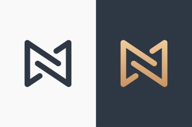 Letter N Logo Şablon Tasarım Vektör İllüstrasyon