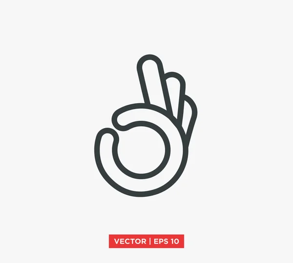 OK / Ok Ilustração do vetor do ícone do sinal da mão — Vetor de Stock