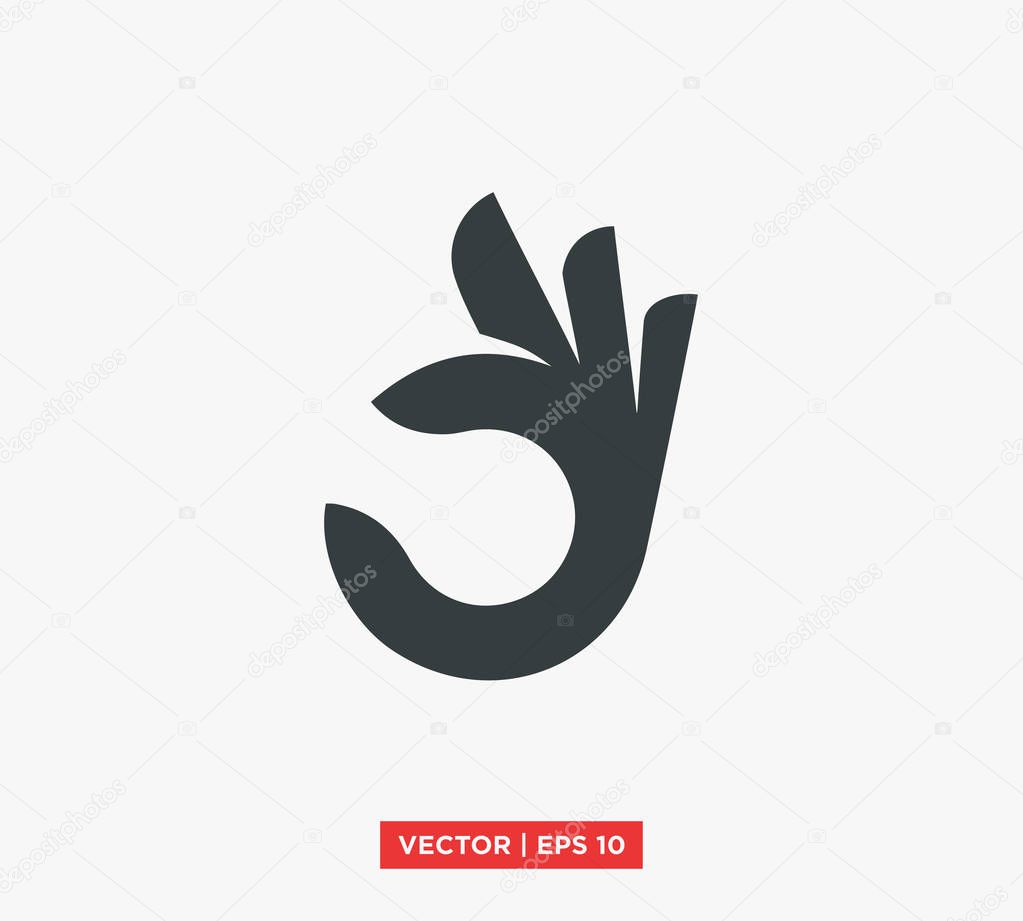 OK / Okay Hand Sign Icon Vector Illustration